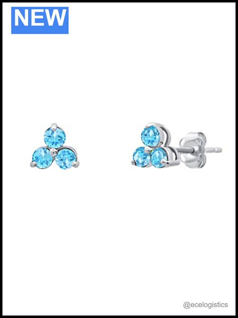 14K Gold Gemstone Trio Round Stud Earrings